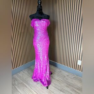 Fashion Nova Pink “Marcie Sequin Gown” Off-Shoulder